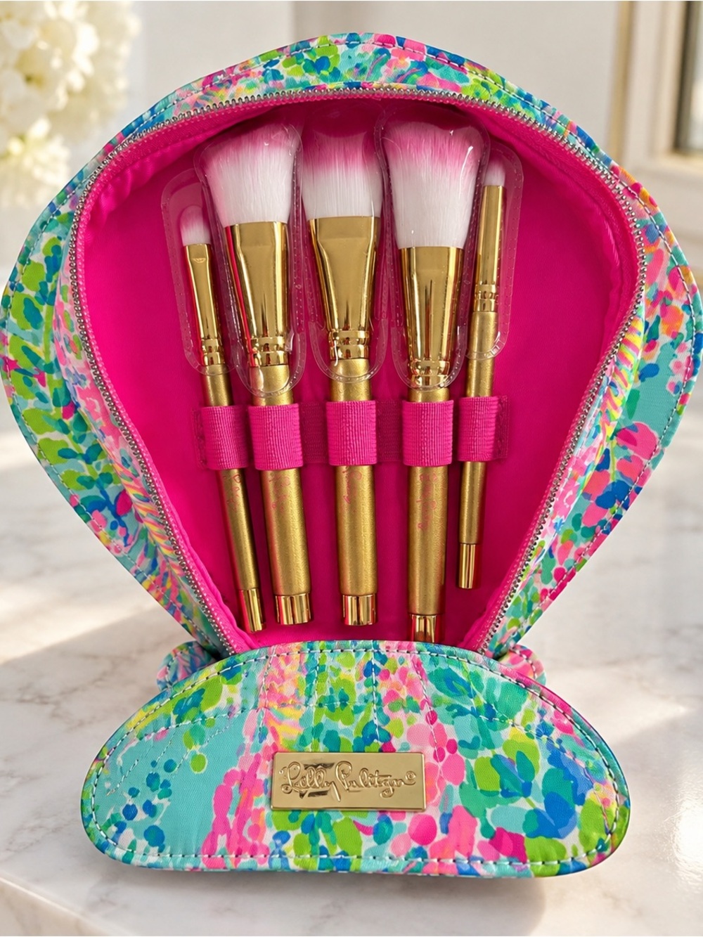 Lilly Pulitzer Girls Floral Brush Set - Pink & Gold